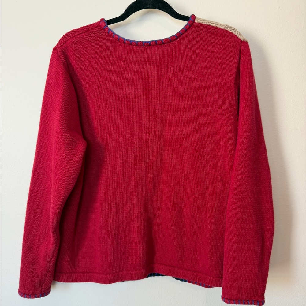 vintage novelty winter scene patchwork sweater Cl… - image 5